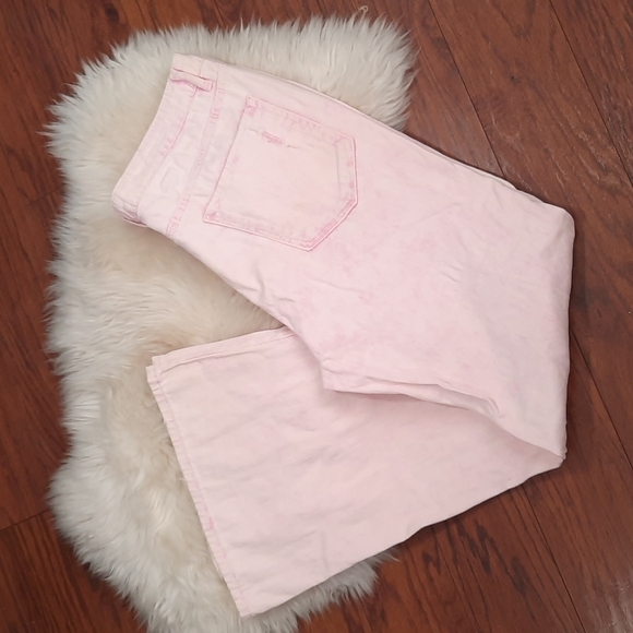 Madden NYC Pink Distressed Bellbottom Jeans - Picture 2 of 4